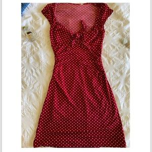 Vintage Red white polka dot tie knot dress